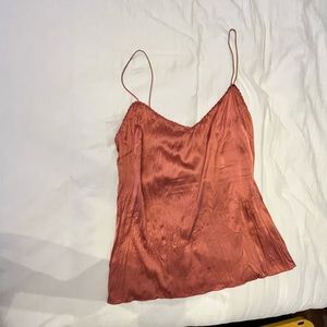 Elie Tahari silk cami with scallop detail on neckline, wrinkled look